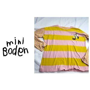 MINI BODEN YELLOW/PINK STRIPED BUMBLE BEE T-SHIRT